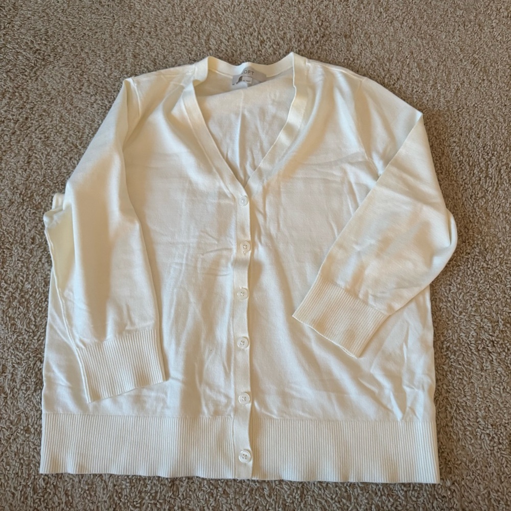LOFT Cream Cardigan Sweater